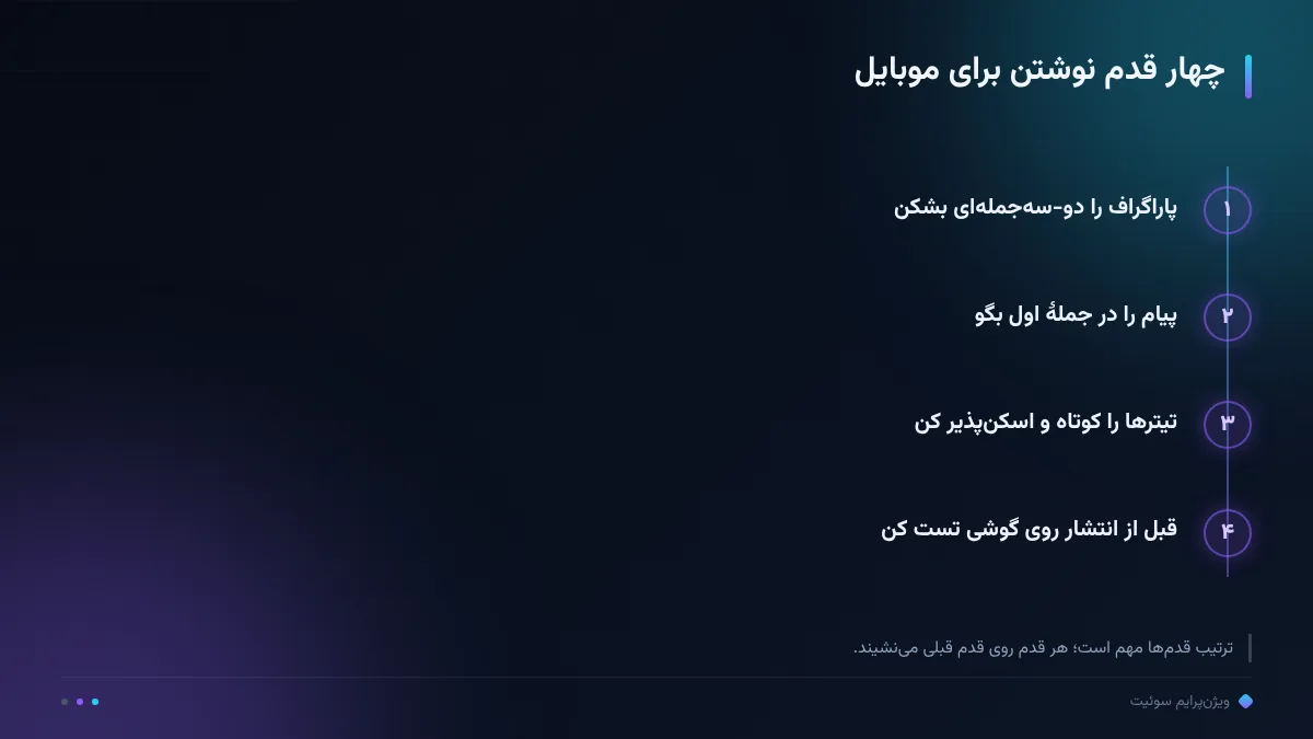 چهار قدم نوشتن برای موبایل
