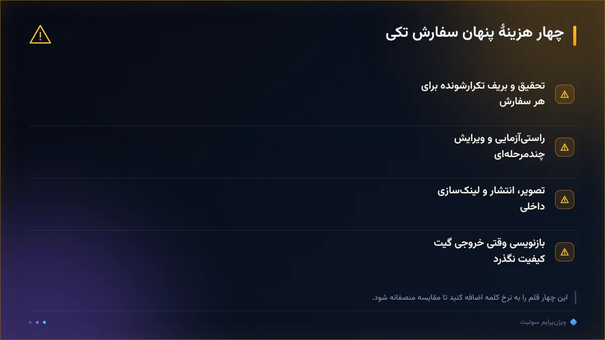 چهار هزینهٔ پنهان سفارش تکی