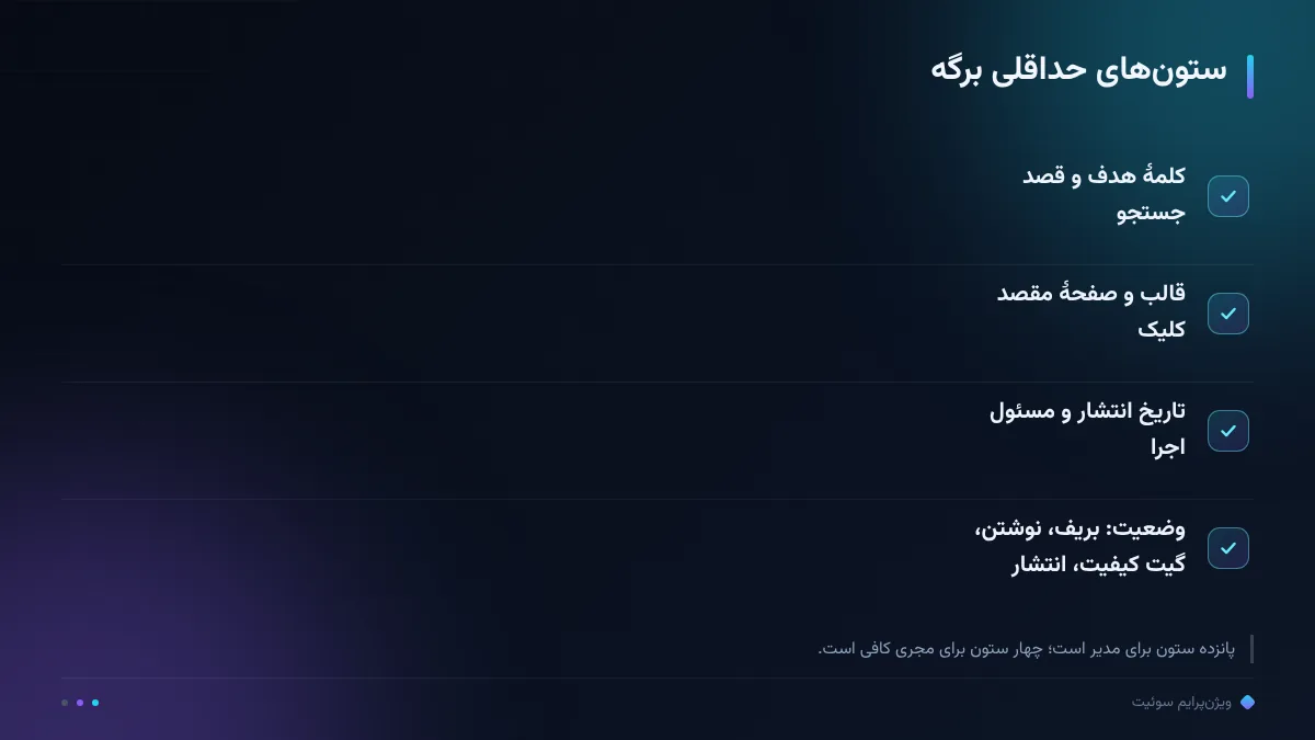 ستونهای حداقلی برگه