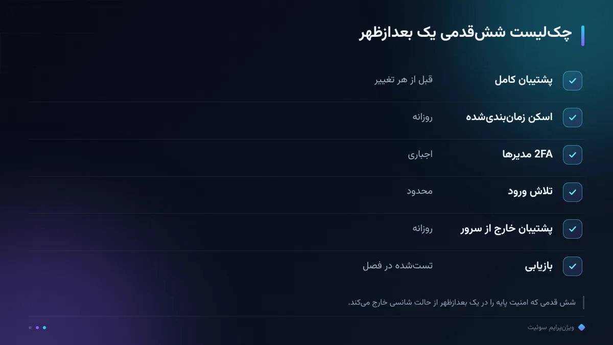 چکلیست ششقدمی یک بعدازظهر