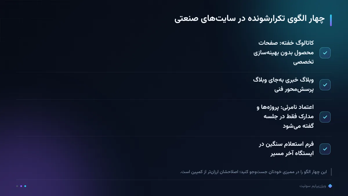 چهار الگوی تکرارشونده در سایت‌های صنعتی