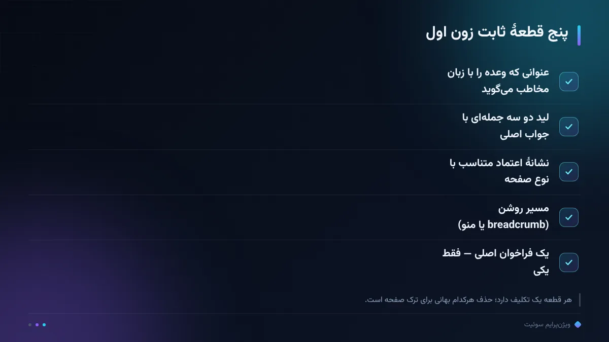 پنج قطعهٔ ثابت زون اول