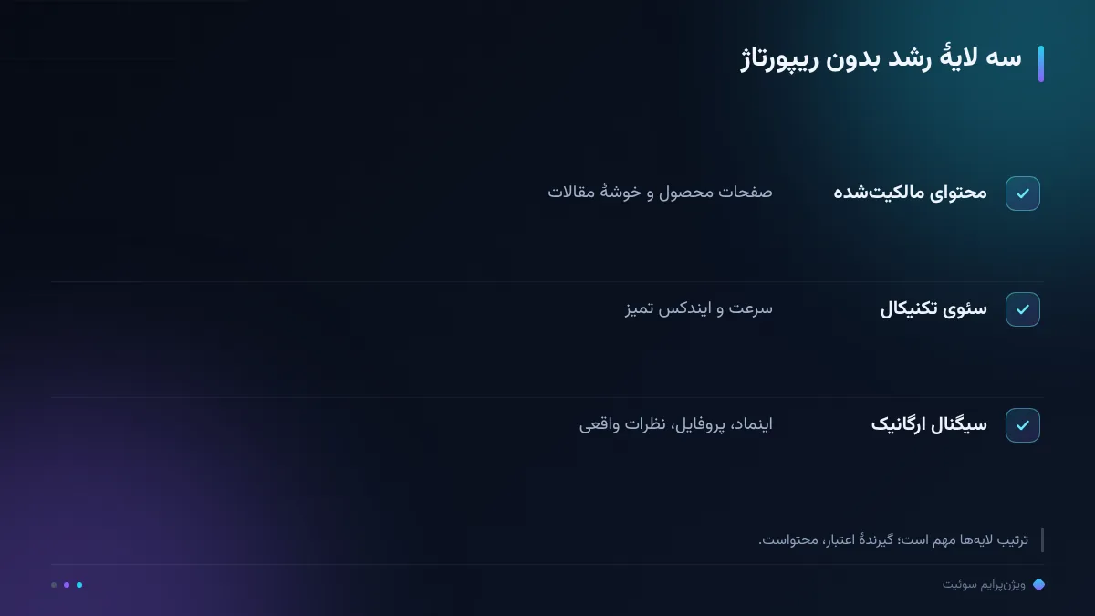 سه لایهٔ رشد بدون ریپورتاژ