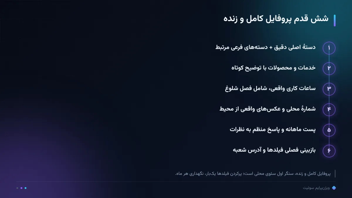 شش قدم پروفایل کامل و زنده