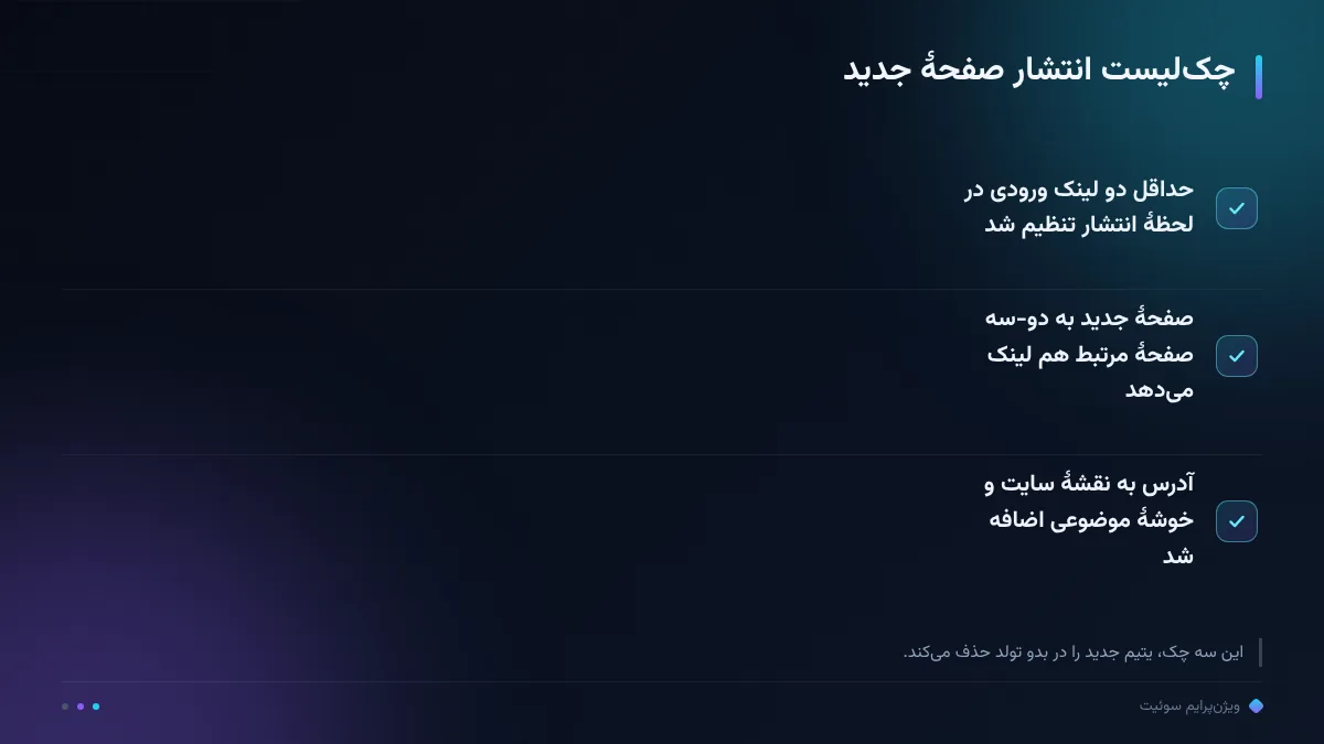 چکلیست انتشار صفحهٔ جدید