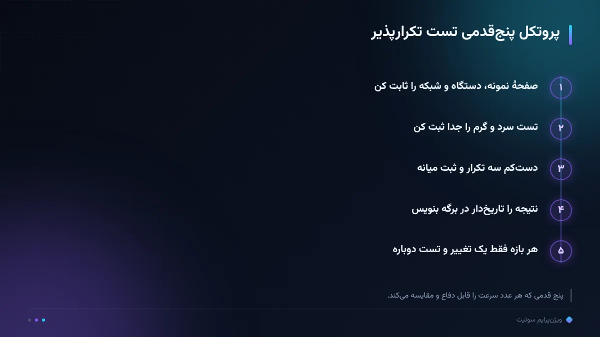 پروتکل پنجقدمی تست تکرارپذیر