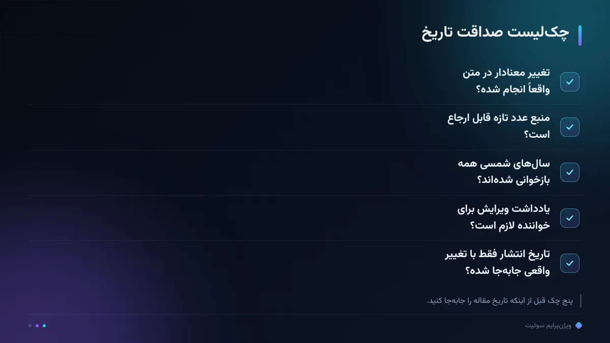 چکلیست صداقت تاریخ