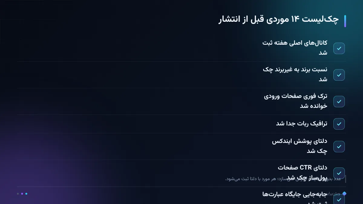 چک‌لیست ۱۴ موردی قبل از انتشار