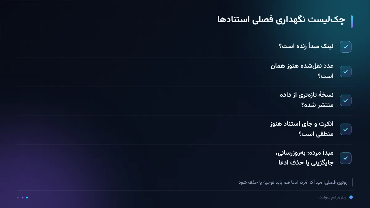چکلیست نگهداری فصلی استنادها