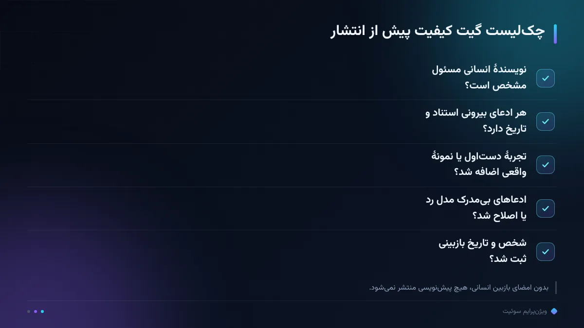 چکلیست گیت کیفیت پیش از انتشار