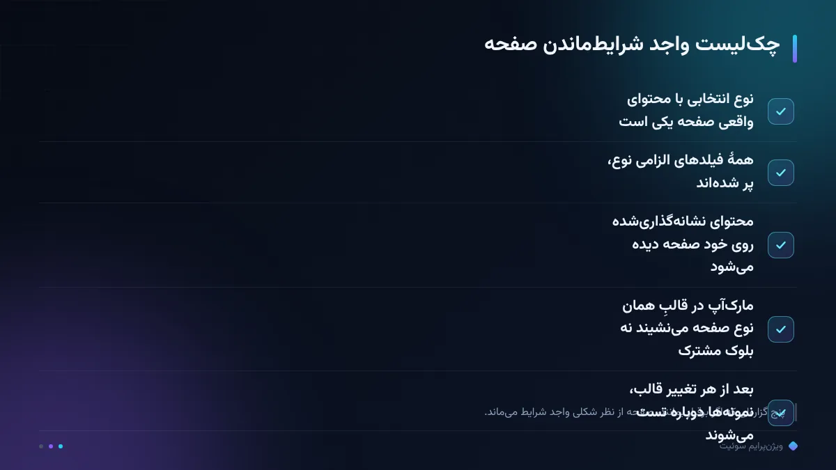 چک‌لیست واجد شرایط‌ماندن صفحه