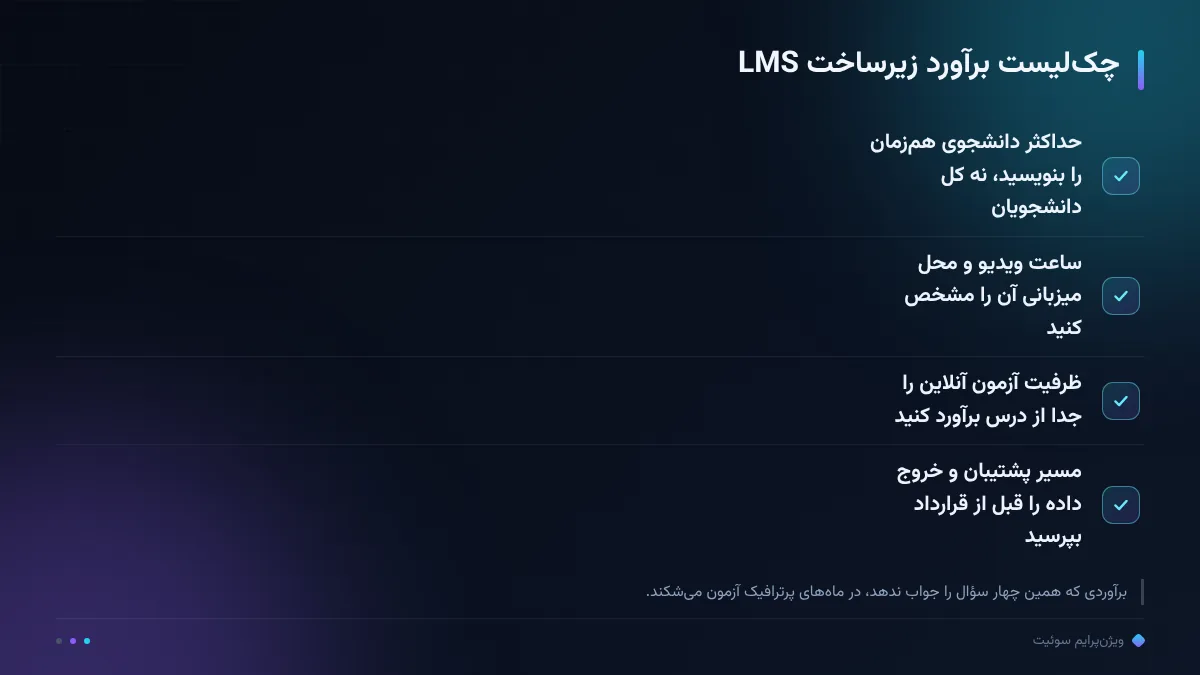 چک‌لیست برآورد زیرساخت LMS