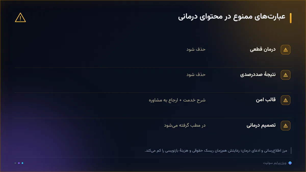 عبارتهای ممنوع در محتوای درمانی