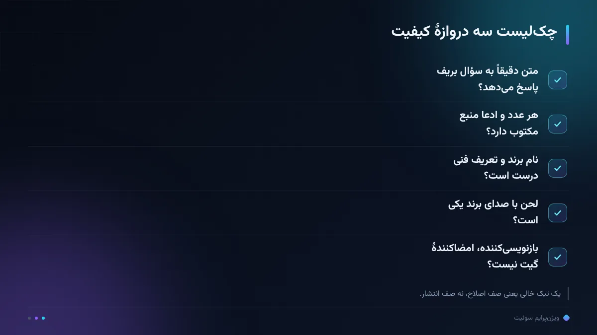 چکلیست سه دروازهٔ کیفیت
