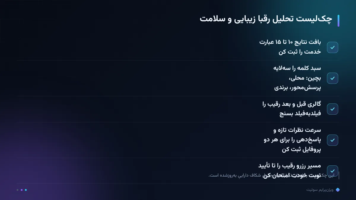 چکلیست تحلیل رقبا زیبایی و سلامت