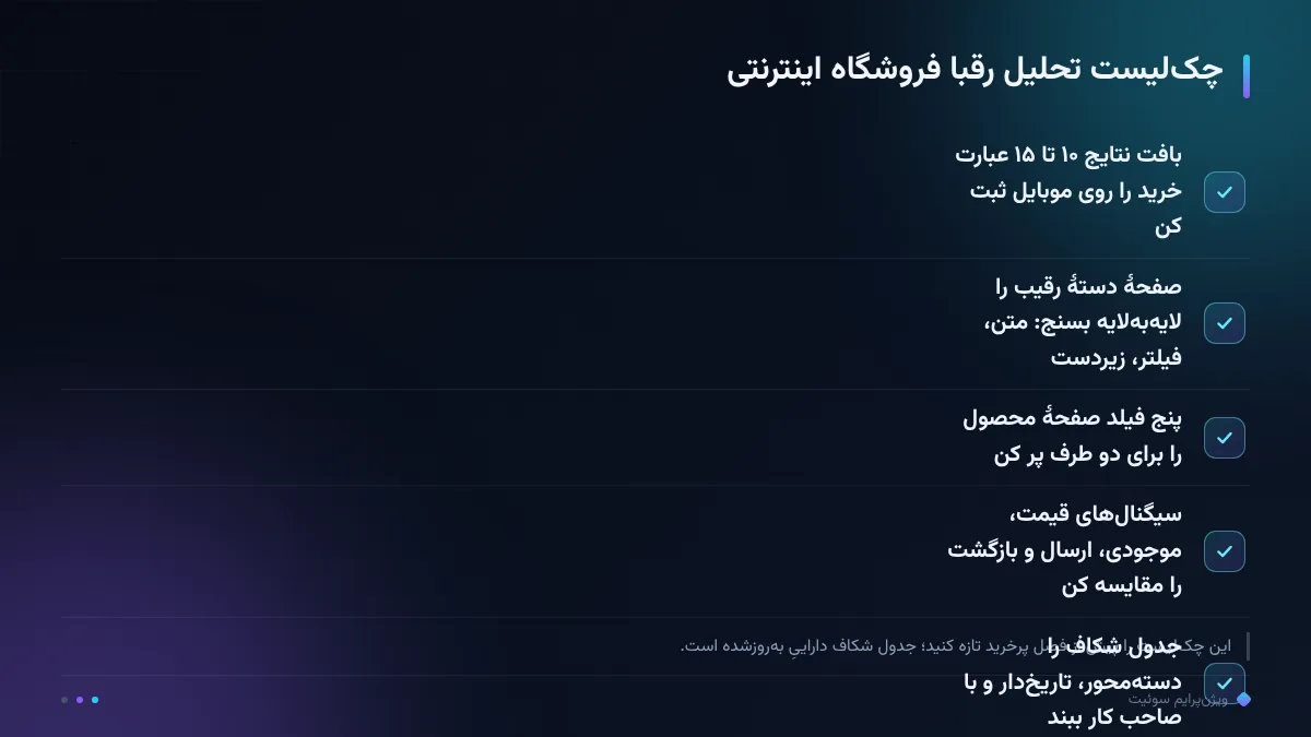 چکلیست تحلیل رقبا فروشگاه اینترنتی