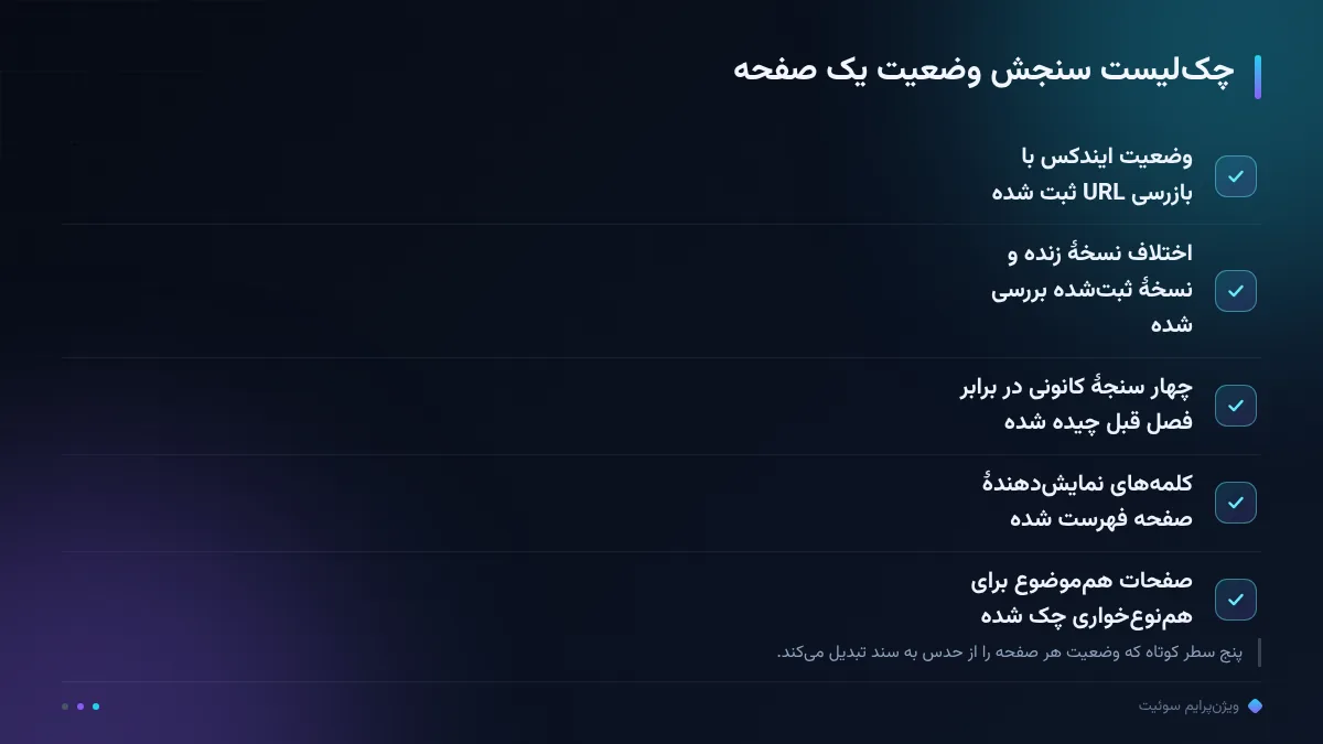 چکلیست سنجش وضعیت یک صفحه