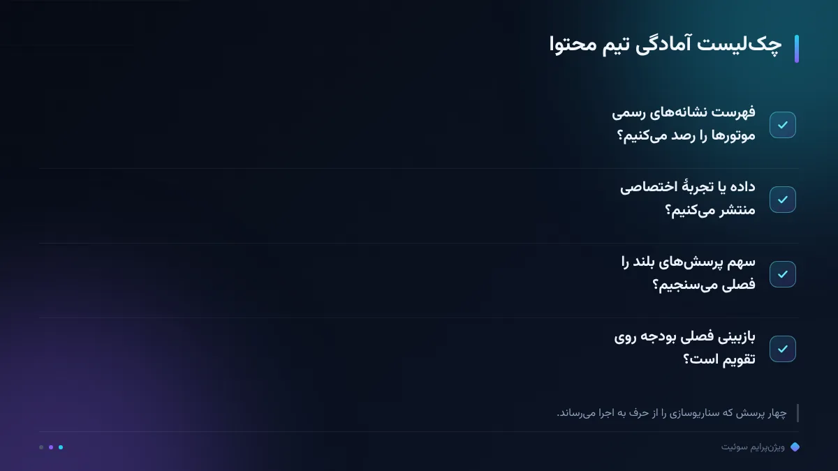 چکلیست آمادگی تیم محتوا