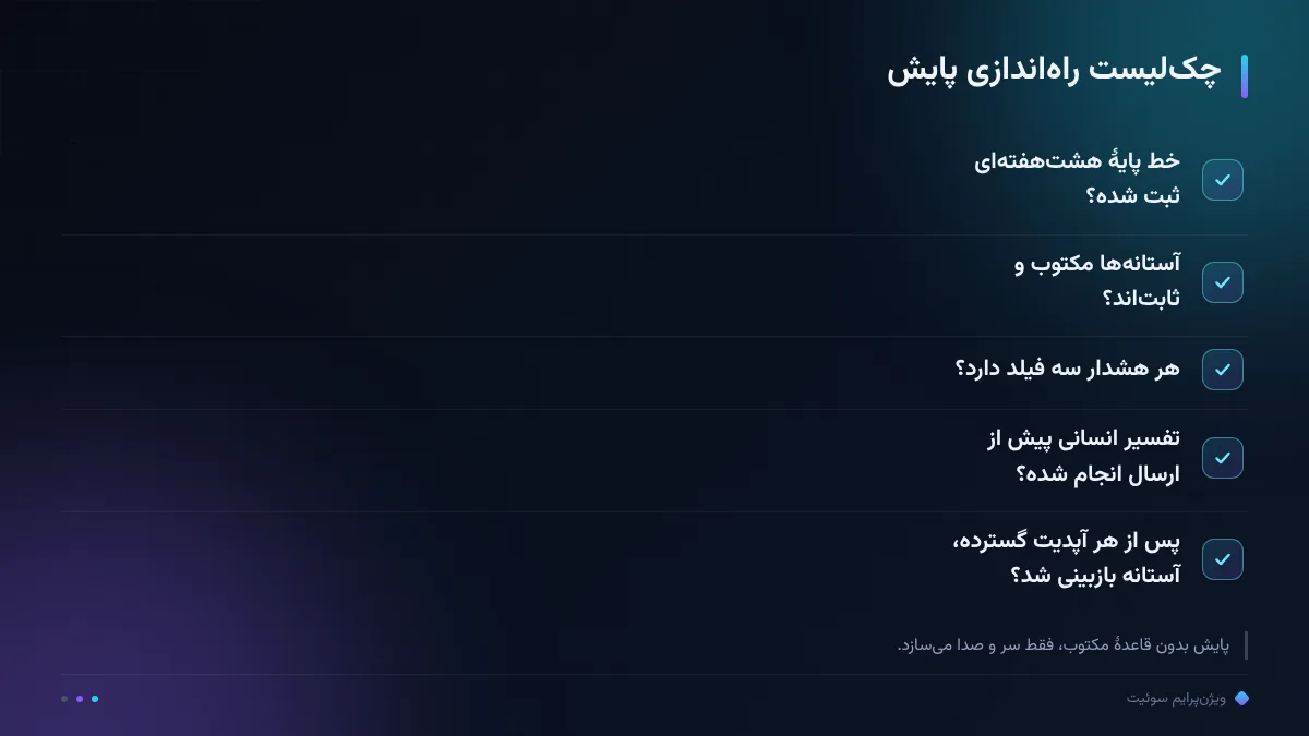 چک‌لیست راه‌اندازی پایش