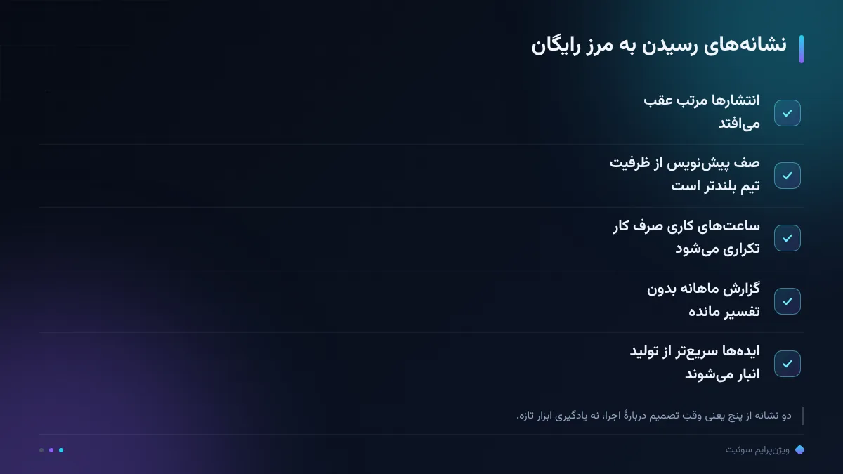 نشانه‌های رسیدن به مرز رایگان