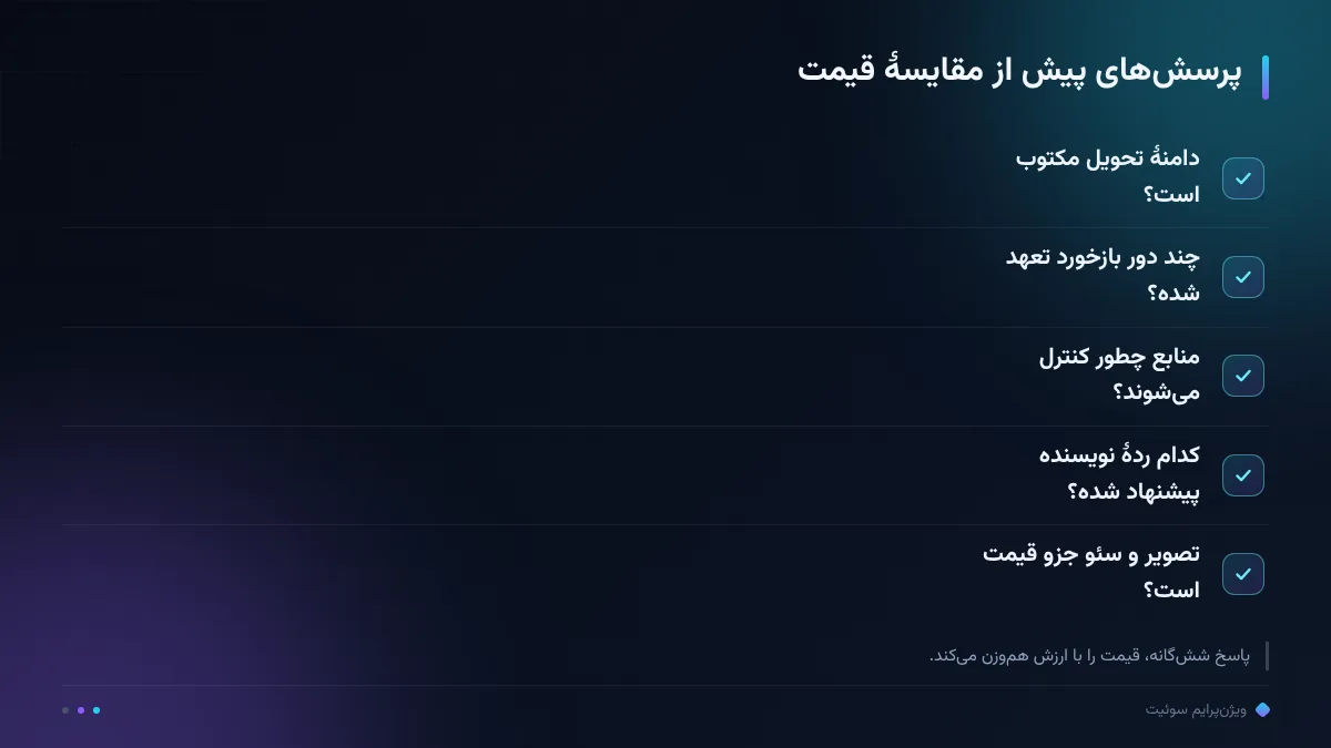 پرسشهای پیش از مقایسهٔ قیمت