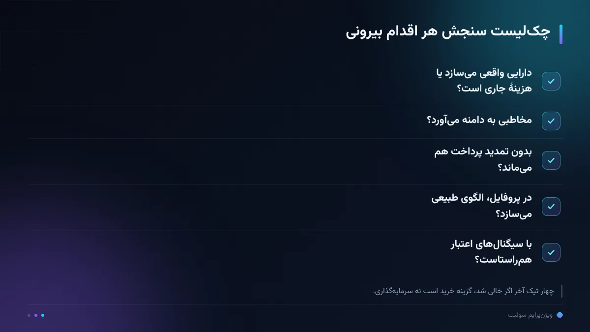 چکلیست سنجش هر اقدام بیرونی