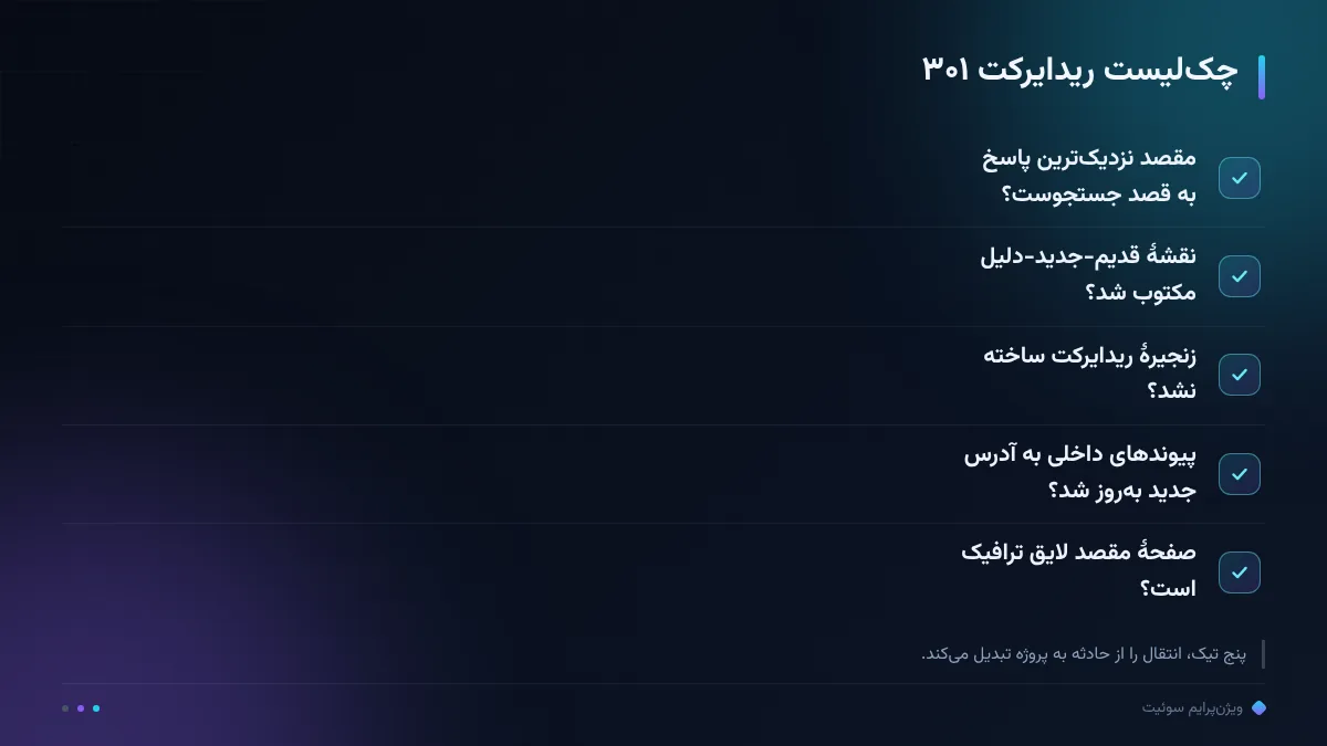 چکلیست ریدایرکت ۳۰۱