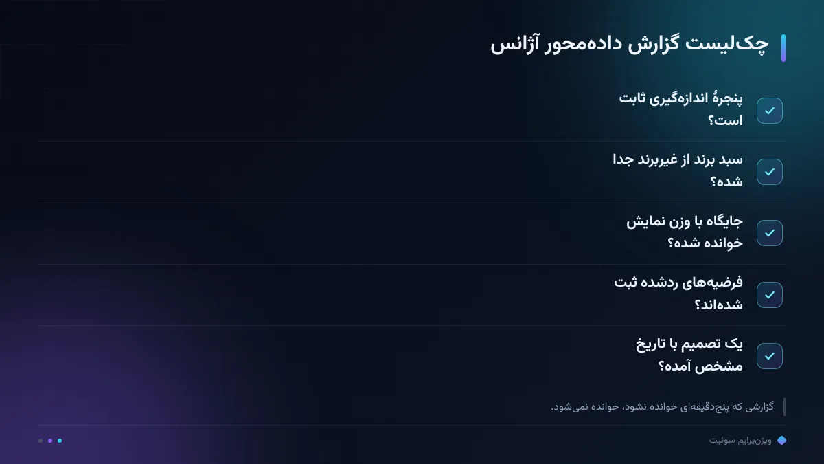 چک‌لیست گزارش داده‌محور آژانس