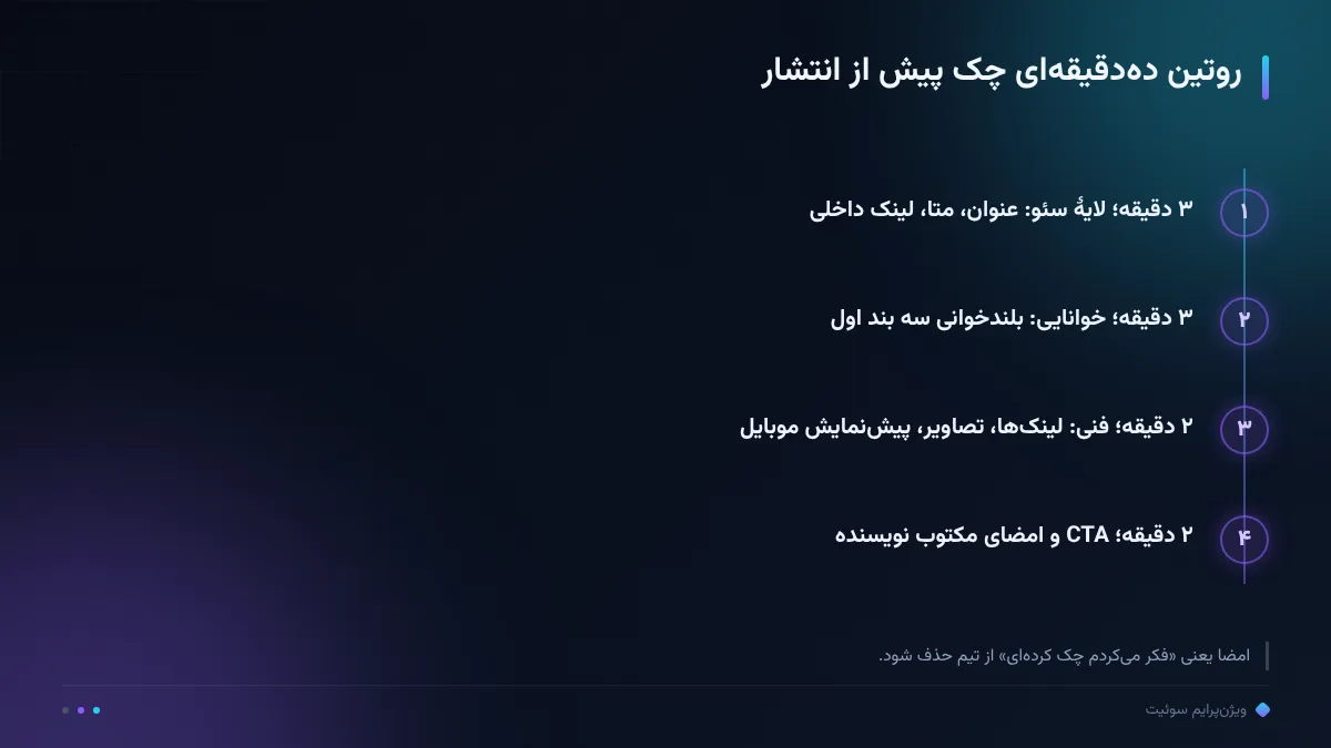 روتین ده‌دقیقه‌ای چک پیش از انتشار
