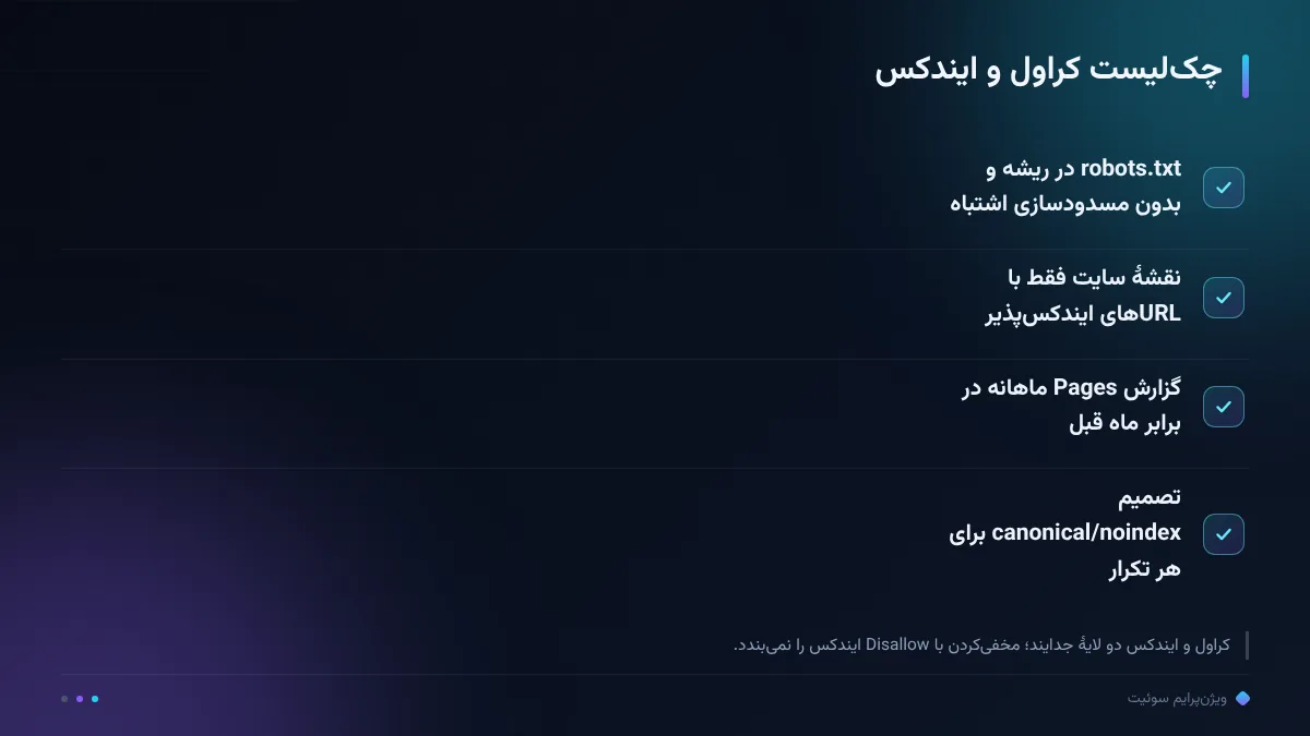 چکلیست کراول و ایندکس