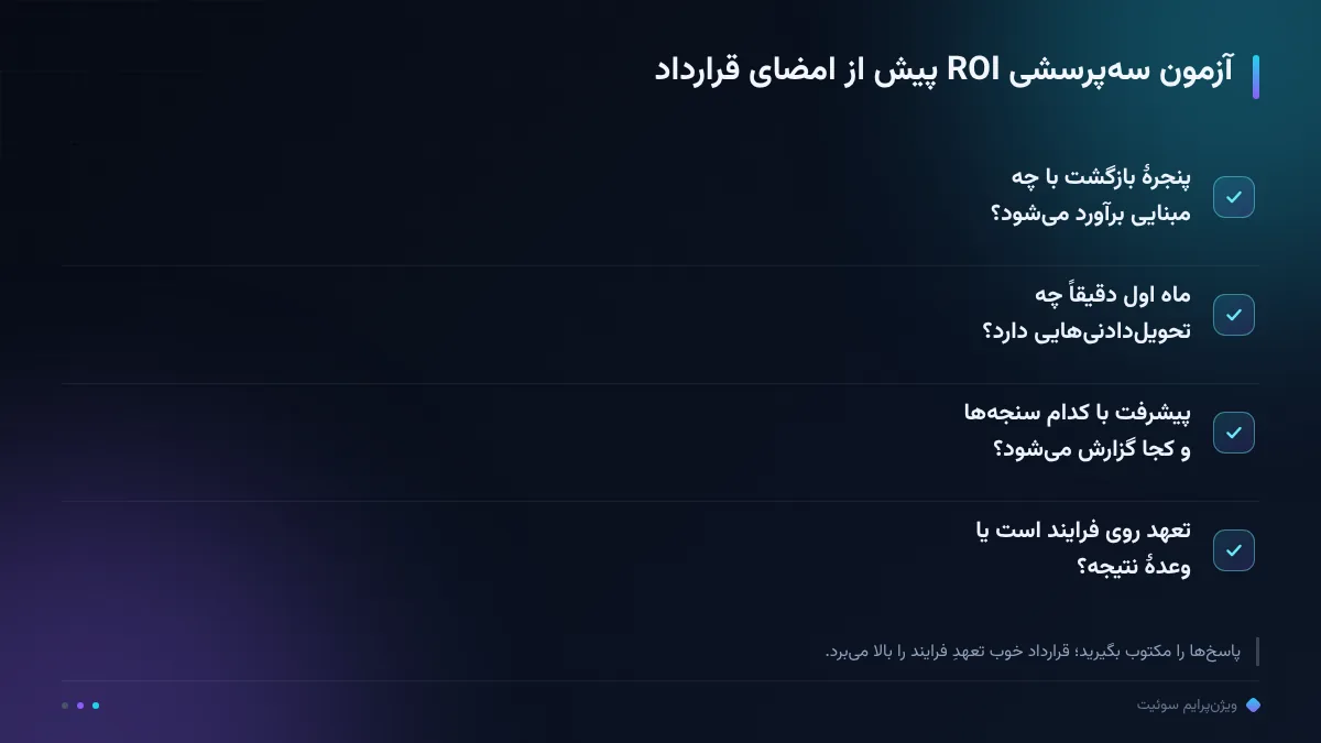 آزمون سه‌پرسشی ROI پیش از امضای قرارداد