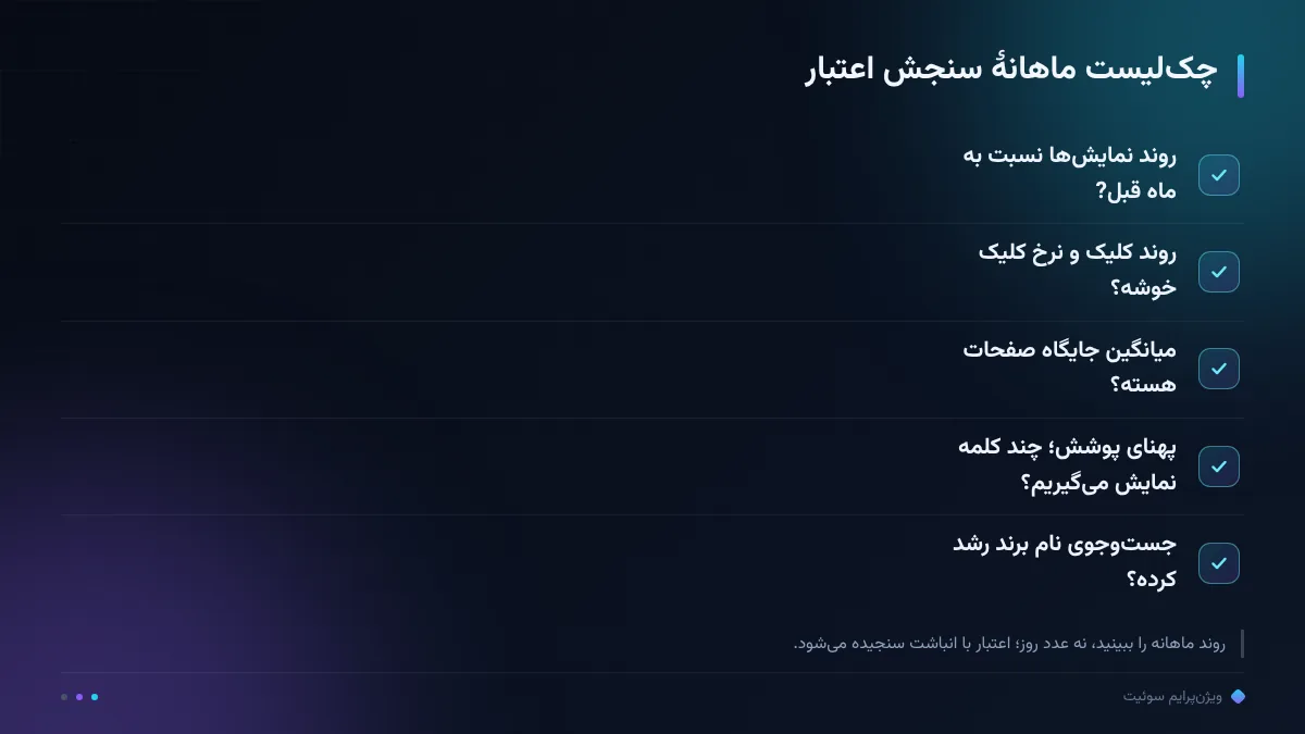 چک‌لیست ماهانهٔ سنجش اعتبار