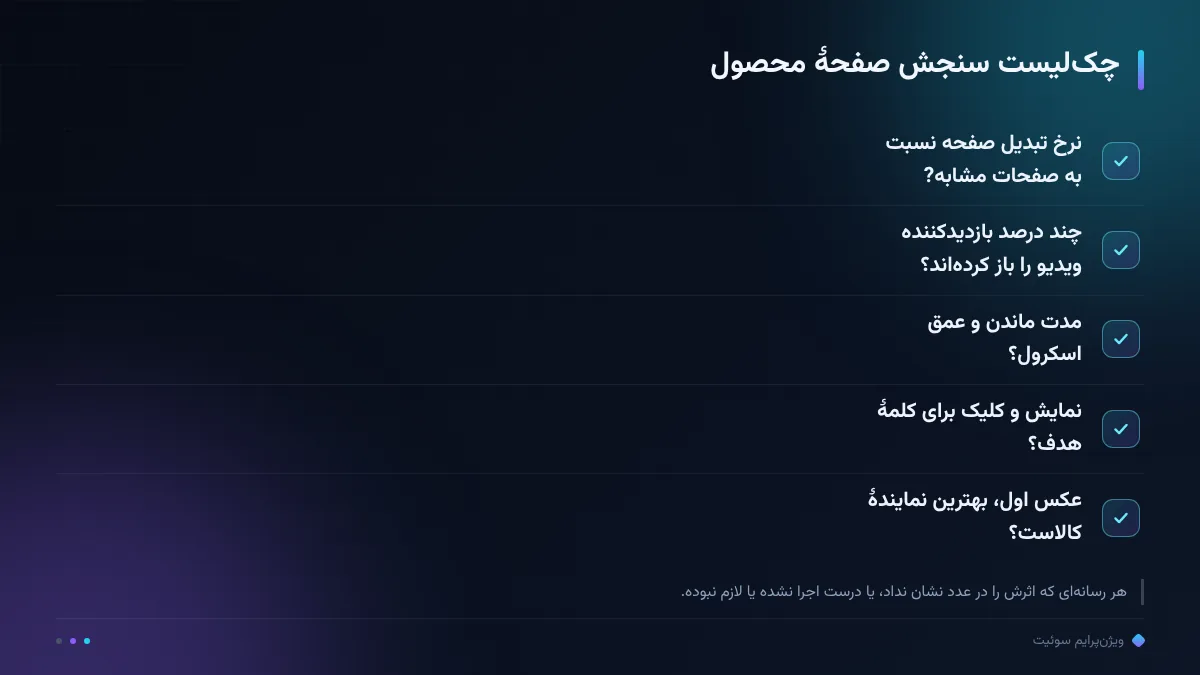 چکلیست سنجش صفحهٔ محصول