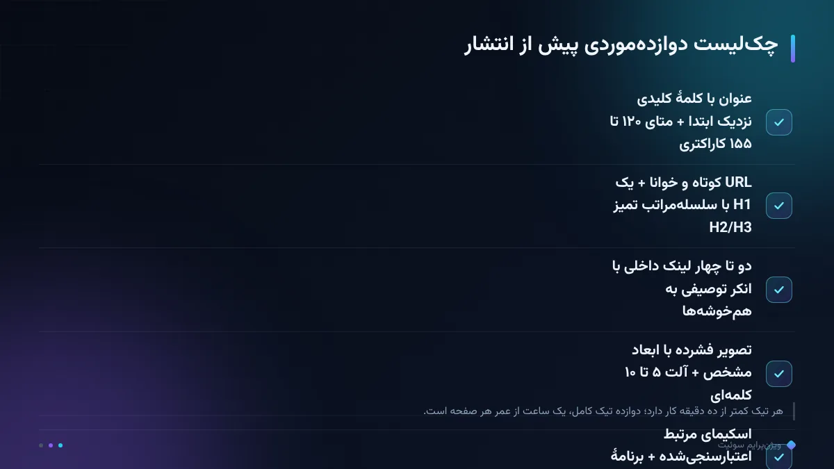 چک‌لیست دوازده‌موردی پیش از انتشار