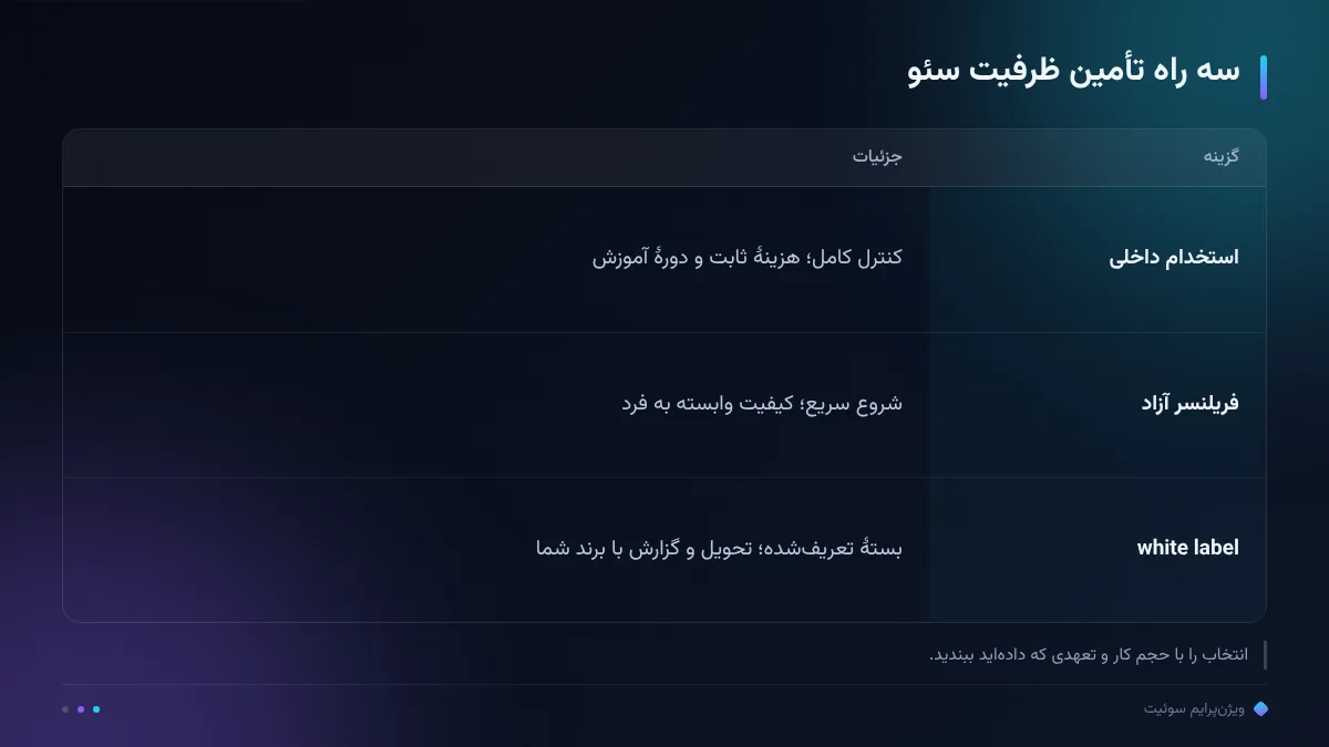 سه راه تأمین ظرفیت سئو
