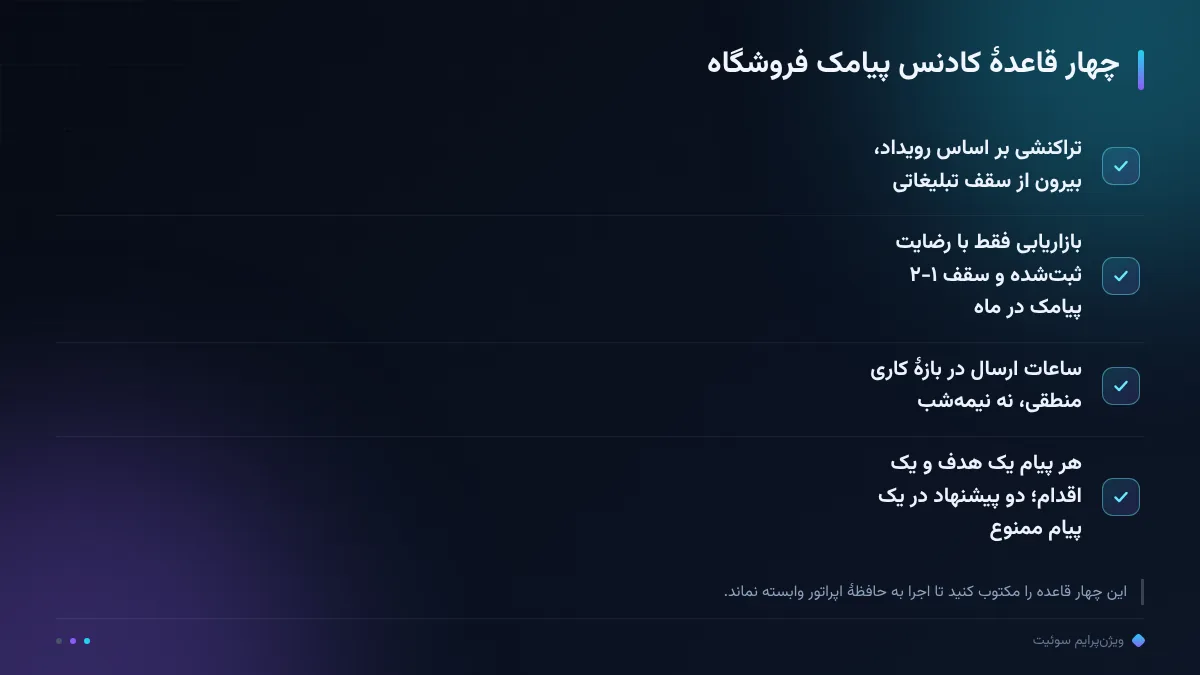 چهار قاعدهٔ کادنس پیامک فروشگاه