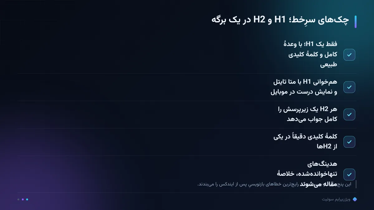 چکهای سرِخط؛ H1 و H2 در یک برگه