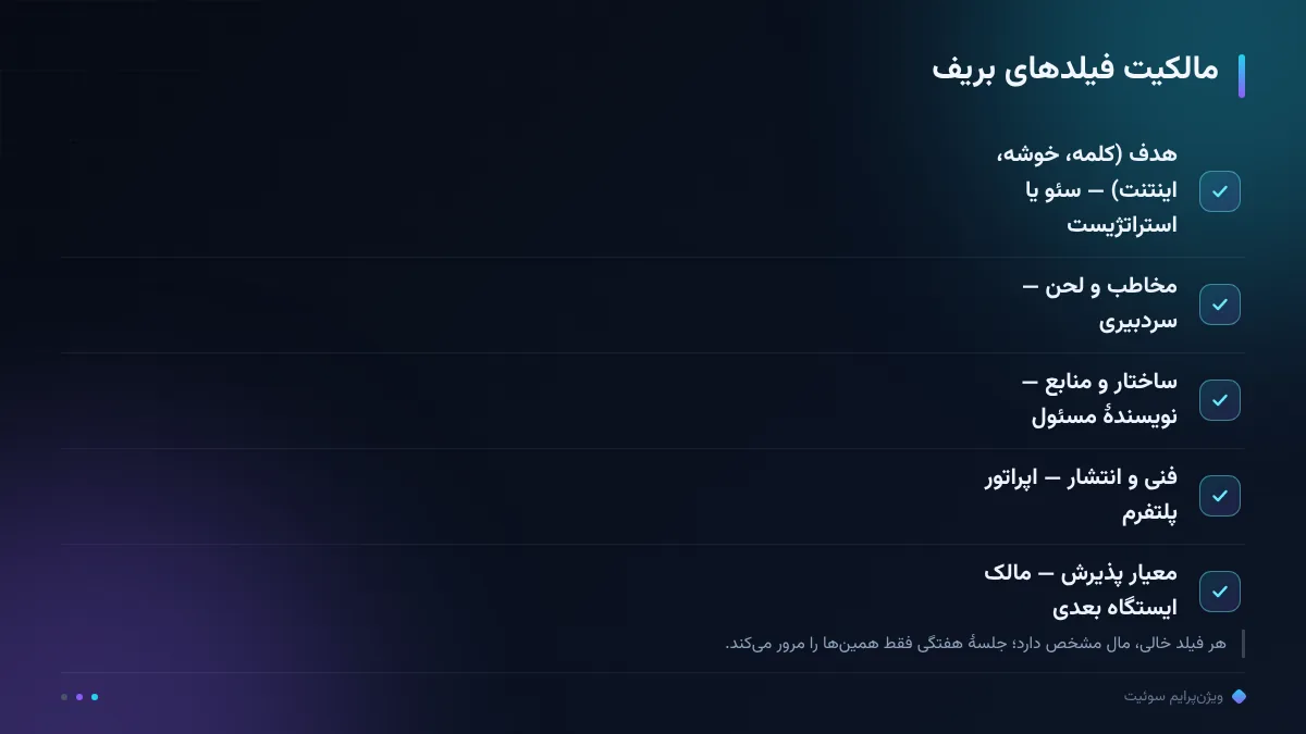 مالکیت فیلدهای بریف