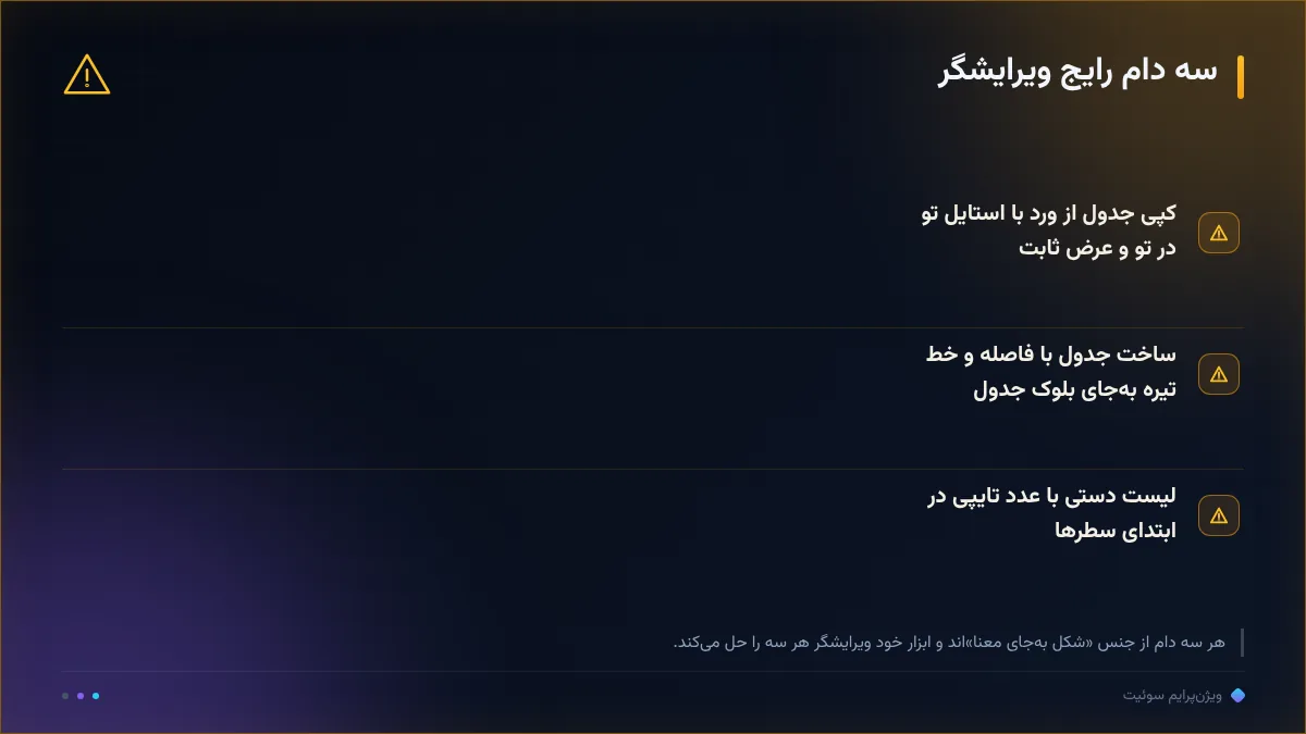 سه دام رایج ویرایشگر