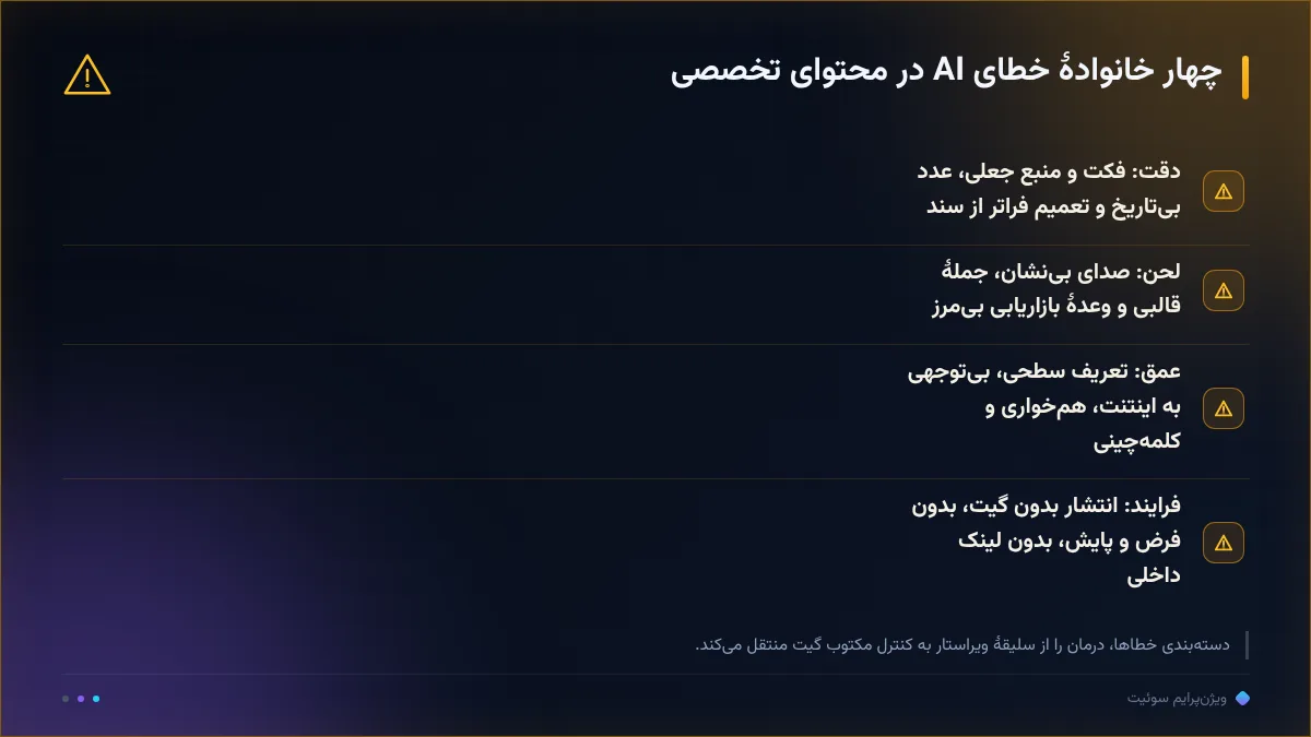 چهار خانوادهٔ خطای AI در محتوای تخصصی