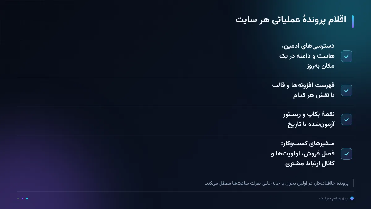 اقلام پروندهٔ عملیاتی هر سایت