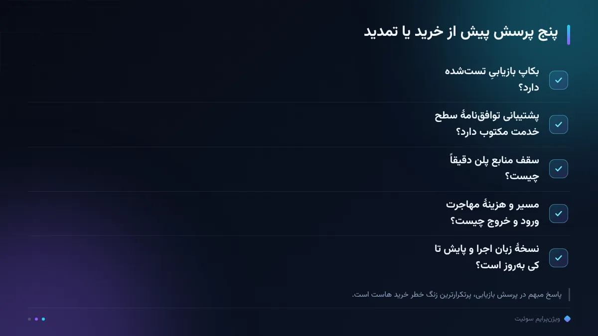 پنج پرسش پیش از خرید یا تمدید