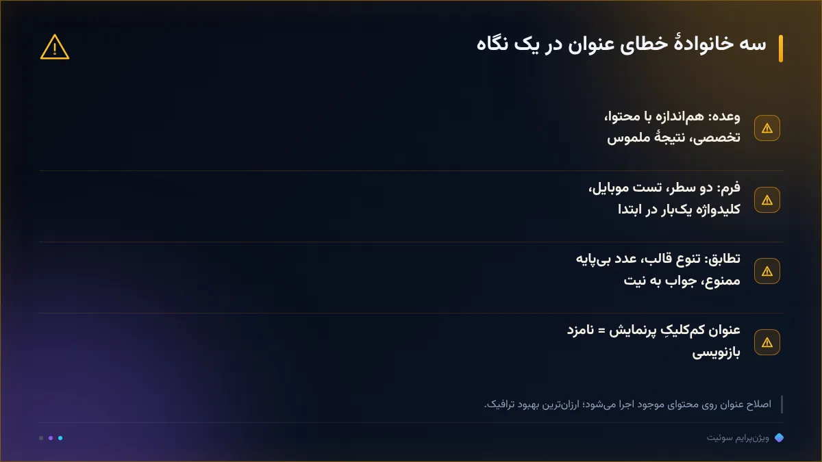 سه خانوادهٔ خطای عنوان در یک نگاه