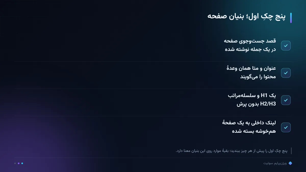 پنج چکِ اول؛ بنیان صفحه