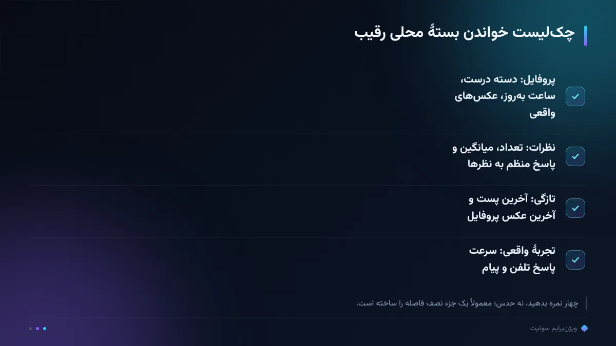 چکلیست خواندن بستهٔ محلی رقیب