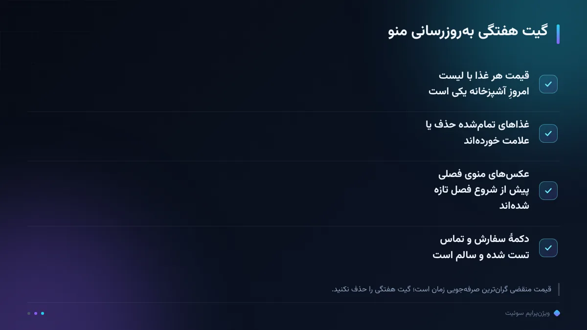 گیت هفتگی به‌روزرسانی منو