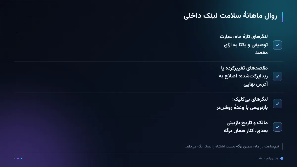 روال ماهانهٔ سلامت لینک داخلی