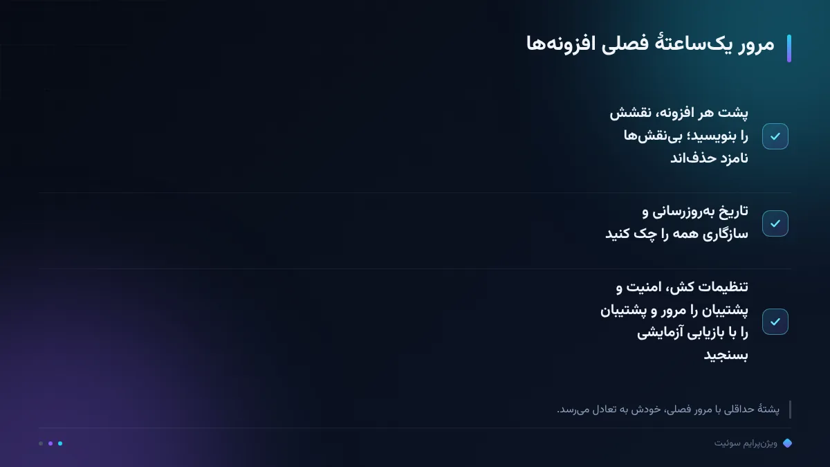 مرور یک‌ساعتهٔ فصلی افزونه‌ها