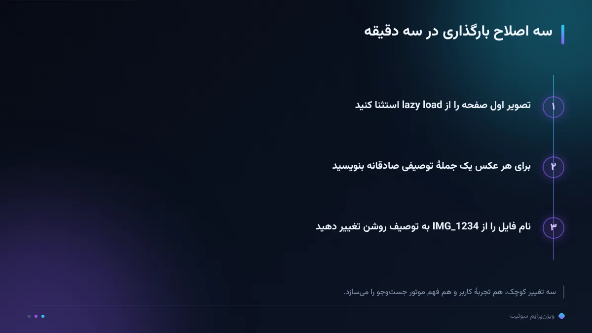 سه اصلاح بارگذاری در سه دقیقه