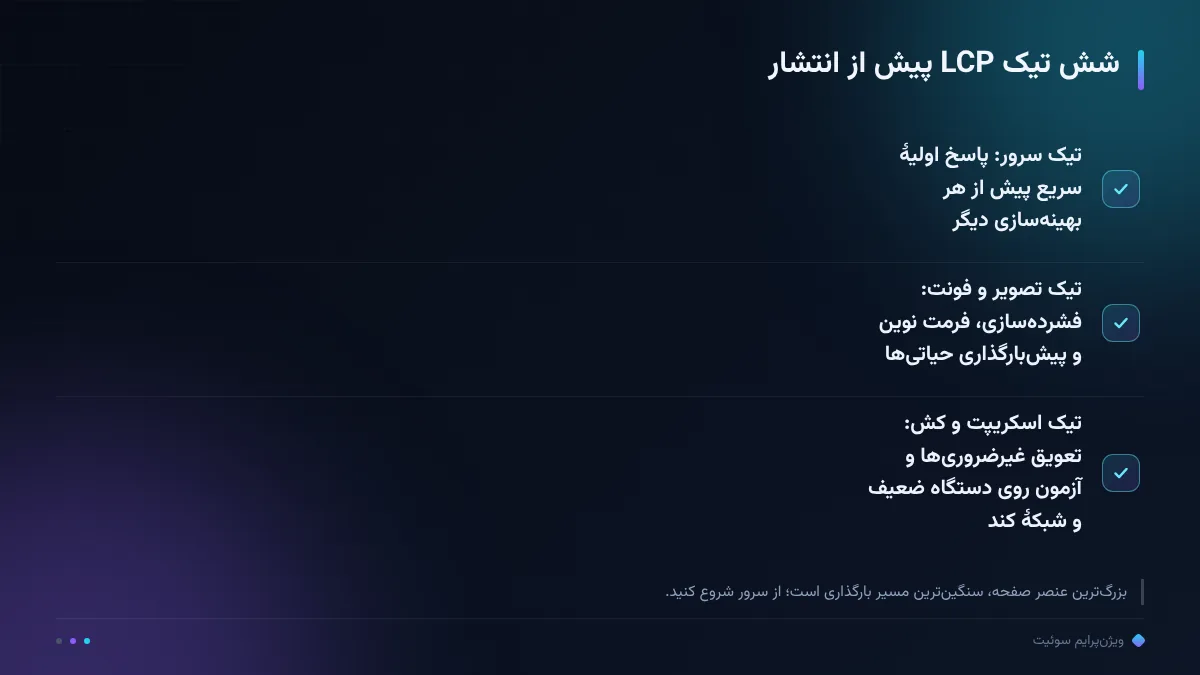 شش تیک LCP پیش از انتشار